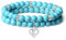 AWARDSEN Herz Edelstein Armband Damen, Blau Kristall 8mm Edelstein Schmuck, Türkis Heilsteine Armband, Partnerarmbänder Geschenk für Frauen (2 PCS)