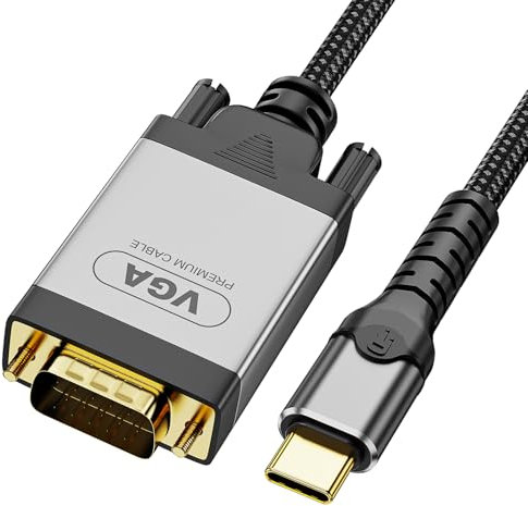 WDAIDJ DOONJIEY USB C to VGA 6.6Feet Cable,USB Type-C to VGA Cable [Thunderbolt 3/4 Compatible] with iPhone 16 Pro/Max, MacBook Pro/Air 2023, iPad Pro, iMac, S23, XPS 17, Surface Book 3 and More