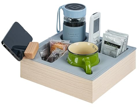 Couch-Becherhalter, Couch-Caddy mit drehbarem Handyhalter, Bett-Caddy-Organizer für Fernbedienung, Snacks, Getränke, Handys, Tablet, Couchtisch, Tablett für Bett, Sofa, Wohnmobil, Auto, Boot, Picknick