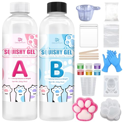 Squishy Set aus flüssigem Silikon, 500 g, 1:1, gemischt, flüssiges Silikongummi, für Squishy Maker, ultraweich und schnell trocknend, Katzenpfotenformung, Anti-Stress, Geschenk zum Stressabbau