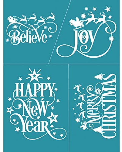 Frohe Weihnachten Siebdruck-Schablone Elch Mesh Transfers Herstellung zum Malen auf Holz Leinwand Tasche