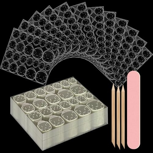 Yatinkim 720pcs 30 Sheets Nail Adhesives Tabs for Press on Nails Jelly Double Side False Nail Glue Sticker Transparent Sticky Tabs for Nails Waterproof Breathable Manicure Gel Tabs