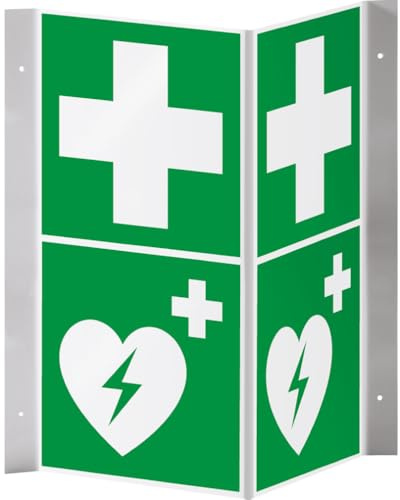 Dreifke® Rettungs-Nasenschild Erste Hilfe und Defibrillator, Kunststoff, 200x400mm