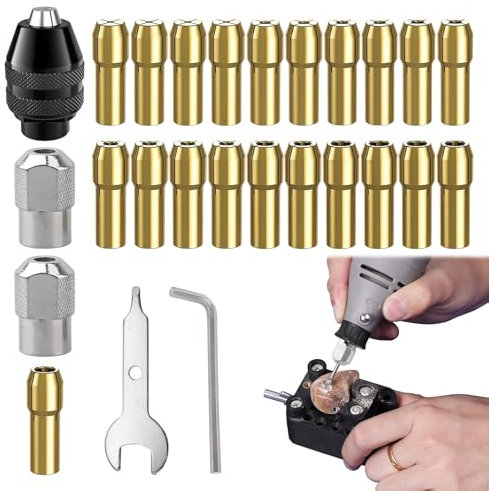 Multi Chuck Set for Dremel Collet Nut Kit,26PCS Chuck Keys for Drill,Drill Chucks Collet Chucks Set 0.5-3.2mm Shank Replacement Accessory for Dremel(3000 4000 7700 8200)