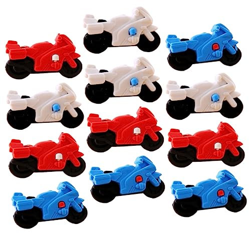FUNOMOCYA 12 Stück Radiergummis für Lustige Farbenfrohe Radierer Motorradform für Schule Zeichnen und Kreative Aktivitäten Zufällige Farbe