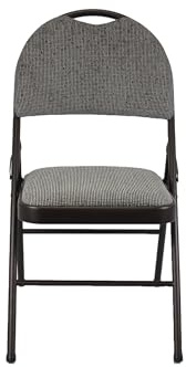 Meta Heavy Duty Folding Chair with Padded Fabric Seat & Backrest – Steel Frame, Comfortable Office, Dining, Study & Party Chair, Supports Heavyweight Persons (1, Grey)