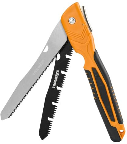 TOOLMAYS Scie Pliante 2 En 1 Multifonction, Scie à Elaguer avec 2 Lames SK5 | Scie à Main pour Coupe Branche, Bois, L'Os, Le Bambou, Le Pvc, Outils Jardinage et Usage De Camping