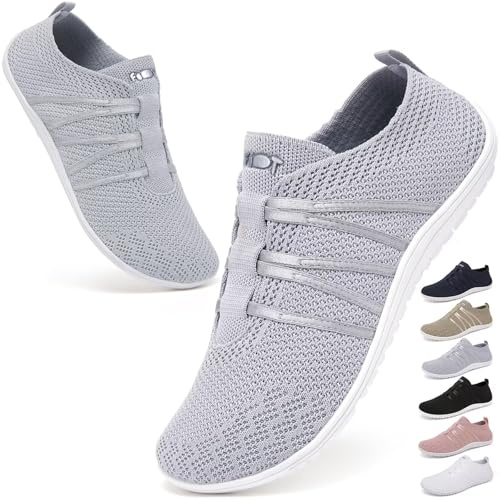 Wizshoe Barfußschuhe Damen Herren Barfuss Schuhe Bequeme Hausschuhe Slip On Sneaker Atmungsaktiv Fitnessschuhe mit Zero-Drop Solhe