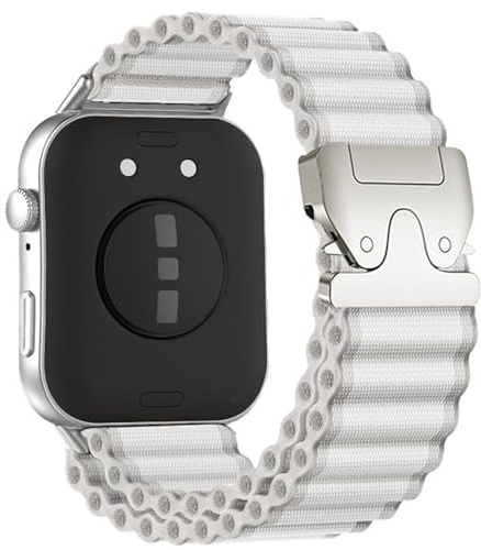 Nylon Armband für Huawei Watch Fit 5 4/5 4 Pro / 3, Outdoor Sport Design, verstellbar, leicht und komfortabel, robustes Uhrenarmband (Weiß)