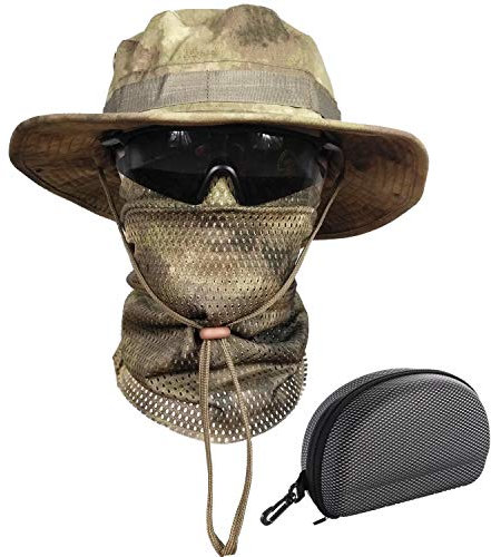 QMFIVE Taktische Boonie Sonnenhut Wide Brim Hut Camo Schal Outdoor Eimer Camping Wandern Schal Unisex