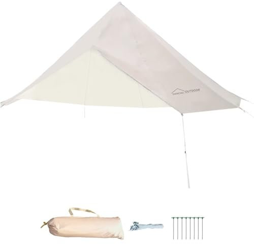 DANCHEL OUTDOOR Waterproof Rain Fly Ripstop Snowproof Tarp Sun Shelter Awning for Yurt Bell Tents Camping(Rain Fly None Pole, 16.4ft)