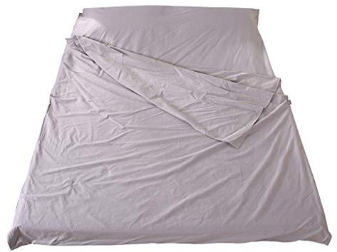 Tubayia 2 Personen Hüttenschlafsack Sommerschlafsack Schlafsack für Camping, Reisen, Wandern (Grau,200 x 210 cm)