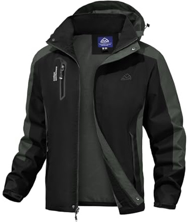 donhobo Regenjacke Herren Wasserdicht Übergangsjacke Outdoor Wanderjacke | Leicht Atmungsaktiv Winddicht Warm Outdoorjacke Fahrradjacke Funktionsjacke mit Abnehmbarer Kapuze