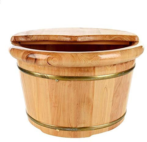 Courti Bañera de pies de madera con tapa, cuenco de pedicura, spa de masaje, bañera de madera, utilizado para regular la circulación sanguínea