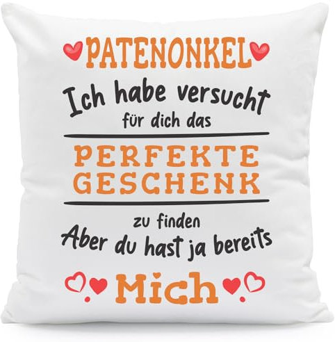 GRAVURZEILE Kissen mit Spruch Geschenk für Mama Freunde & Familie - Geschenk für Muttertag Vatertag Geburtstag Valentinstag Weihnachten - Farbe: Patenonkel