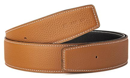 Vatee's Wendbares Echtleder für Männer/Frauen ohne Gürtelschnalle 32mm Breit 105cm Lang Schwarz & Erde Gelb