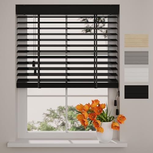 Radeco® Store vénitien en Bois de Bambou Easy - 50 mm - Noir - 150 x 240 cm