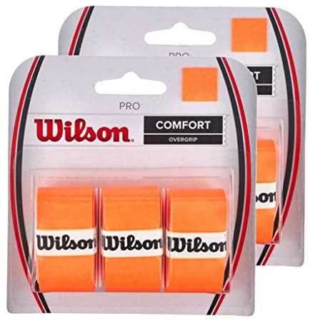 Wilson Pro Overgrip Comfort Overgrip, 3 Packungen (insgesamt 6 Streifen Overgrip), Orange