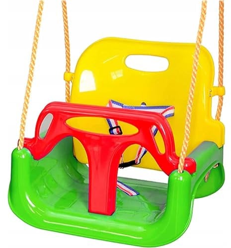 COIL Columpio infantil para exteriores, 3 en 1, columpio ajustable para niños, para interior con respaldo, columpio para interiores (C0348-Grun)