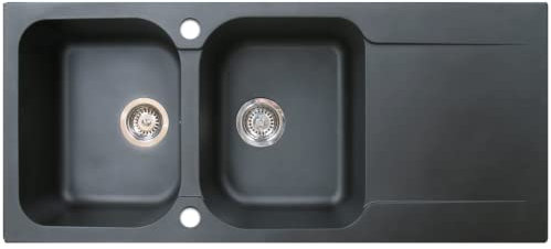 Essebagno Lisse fregadero reversible 2 cubetas 1 escurridor en resina negra