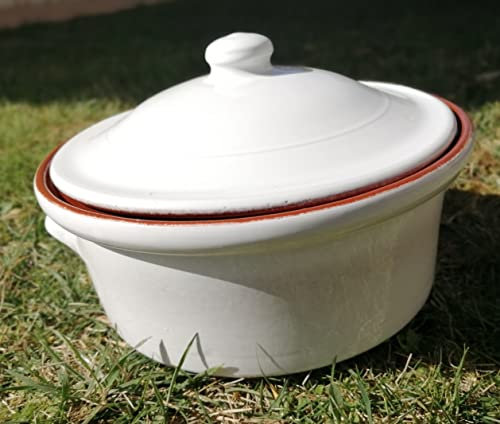 OFERTA SOPERA ARTESANAL 28CM. Olla de cerámica artesanal blanca vintage. ENVÍO GRATIS. Biosa.