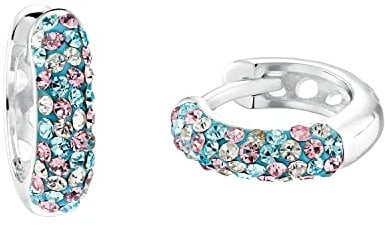 Prinzessin Lillifee Creolen 925 Sterling Silber Mädchen Kinder Ohrschmuck, mit Preciosa, 1,2 cm, Silber, Kommt in Schmuck Geschenk Box, 2034001