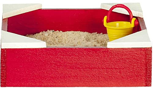 Melody Jane Puppenhaus Rot Sandkasten Sandkasten mit Eimer Miniatur Garten Zubehör 1:12