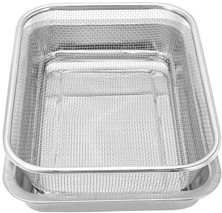 Cabilock 1 Ensemble Filet de Refroidissement Gadget Bol Métal Antiadhésif Servant Déversement Lavage Collation Légumes Et Nourriture Panier Plat Rectangulaire Lasagne Passoire