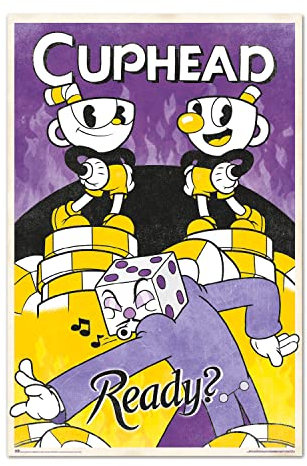 Cuphead Poster - Ready? Poster - Deko Wohnzimmer oder Deko Schlafzimmer - Deko Wohnzimmer - Größe : 61 x 91 - Offizielle Lizenz