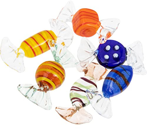 GALPADA 6 Stück Vintage Glas Süßigkeiten Ornamente 6 Stück Murano Verschiedene Glas Süßigkeiten Künstliche Süßigkeiten Foto Requisiten für Home Party Weihnachten Hochzeit