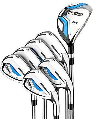 Forgan F200 Stainless Steel Iron Set with Hybrid, Mens Left Hand, Steel Shafts