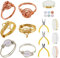 WEBBEDY 12 Juegos Kit de fabricación de anillos envueltos en alambre, kit de suministros para hacer joyas con alambre de joyería de 3 colores, cuentas de piedras preciosas de cristal