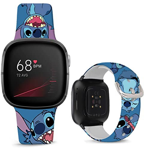 Leotop Muster gedruckte weiche Silikon Ersatz Sportbänder kompatibel mit Fitbit Versa 4/Fitbit Versa 3 /Fitbit Sense 2/Fitbit Sense für Frauen Männer. (Blau Di Zai)