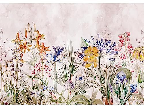 Novart Fototapete Blumen Rosa Blümenwiese 352 x 250 cm - Vlies Wand Tapete Wohnzimmer Schlafzimmer Dekoration - Made in Germany - N9131011a