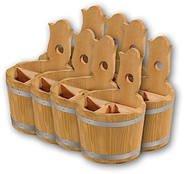 Kesper 69294 Lot de 8 Porte Couverts en Bois, Récipients à Couverts, Hauteur 20 cm Diamètre 14 cm