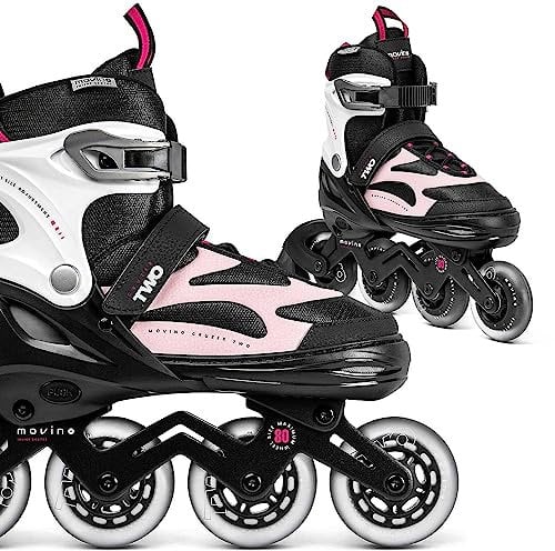 Movino Inline Skates Cruzer Two Rollschuhe Kinder Mädchen Jungen Inliner Rollerskates Fitness Sport Outdoor Inliner für Kinder Inlineskates Verstellbar Großen Rädern 80 mm Kids-Inliner, L (38-41)