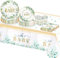 TOPWAYS Babyparty Deko Junge Mädchen Neutral Einwegbesteck Set, Grün Eukalyptus Papier Teller Becher Servietten Tischdecke für Baby Shower Deko Gender Reveal Party Decorations (16 Gäste)