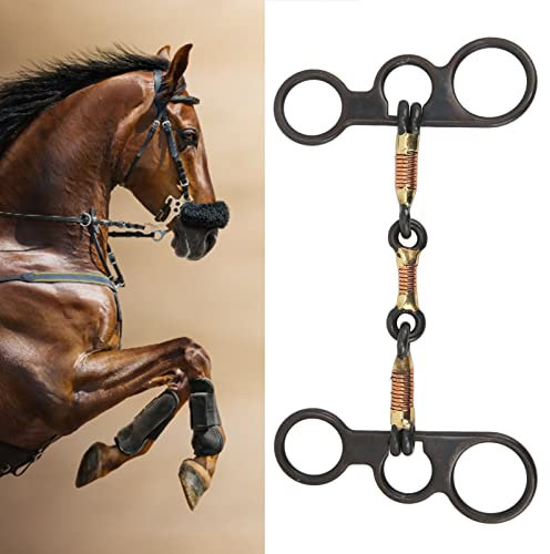 Topyond Pferdegebiss Im Western-Stil, Blattmuster aus Kohlenstoffstahl Mit Kupferringgelenkgebiss Für Horse Farm Und Zaumzeug, Weaver-Ledergebiss Für Westernreiten
