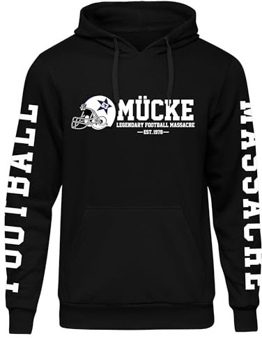 UGLYSHIRT Mücke 63 Herren Kapuzenpullover | Football Premium Hoodie Weltkulturerbe Pullover | Ärmeldruck M5 Schwarz (XXL)