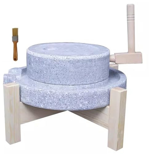 Wheat Mill Stone Grinder for Home, Large Country Living Mills for Dry Wet Grinding, Flour/ Rice/ Nutmeg Old Hand Pulverizer with Brush ( Size : 25cm x 35cm )