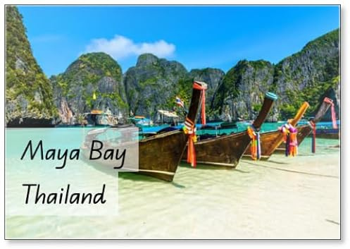 Long-tail Boats in Maya Bay, Andaman Sea, Thailand, South Asia Fridge Magnet
