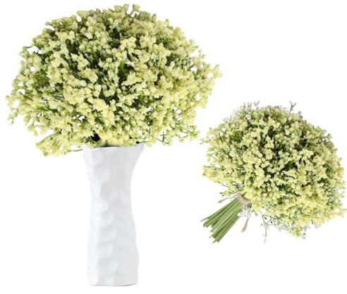 astylishome Künstliche Blumen für den Außenbereich, Schleierkraut, Hochzeit, Brautstrauß, dekorativ, für Party, Zuhause, Blumenarrangement, Dekoration, Gelb, 1402