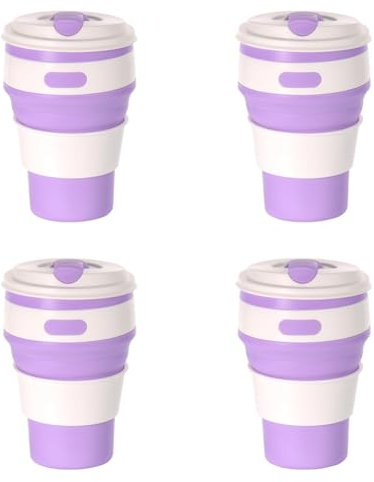 Joselin Vaso de Viaje Plegable de Silicona - Vaso de Camping, de Agua Plegable, Vaso para Adultos con Tapa,