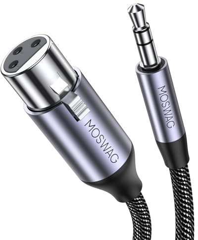 MOSWAG 3.5mm Mini Jack a XLR Cavo Bilanciato, XLR 3 pin Femmina Jack Microfono a 3.5mm Connettore Cavo Audio compatibile con Computer, Microfono (2M)