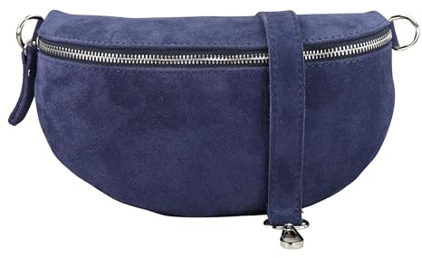 BLADE Bauchtasche Damen, Handgemachte Wildledertasche, Crossbody Bag, Gürteltasche Echtes Leder mit Ledergurt, 3 Größen, Stylische Umhängetasche aus Italien, Geschenk für Sie, Ledertasche-Navy