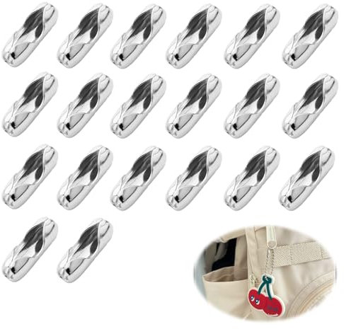 20Pcs Roller Blind Chain Connectors Ball Chain Cord Metal Connector Stainless Steel Spare Parts Replacement Clips Curtain Roller Roman Vertical Blinds Chains Jewelry DIY Bead Chain Connection