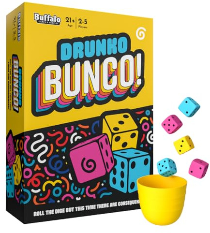 Buffalo Games - Drunko Bunco - Partyspiel für Erwachsene - Würfelrollspaß mit Folgen - ab 21 Jahren