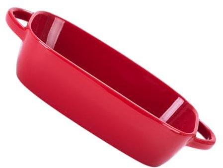 OKUMEYR placa para hornear de cerámica sartén cuadrada recipiente rectangular para microondas molde para pasteles antiadherente bandeja para hornear pan suministros de cocina rojo