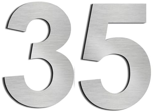 nanlyiau 2pc 3in Mailbox Numbers House Number Door number Stainless Steel House Numbers Adhesive number Made of solid 304 Stainless Steel silvery(3in number 35)