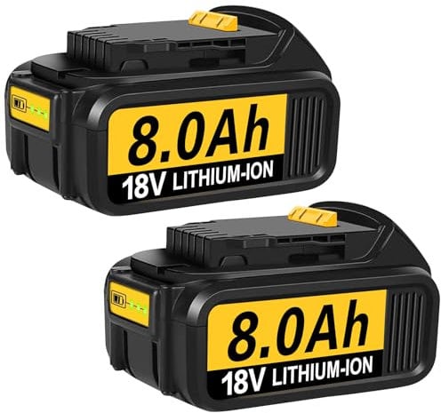 2 Packs 8.0Ah Replacement for Dewalt Battery Compatible with Dewalt 18v Batteries DCB184 DCB200 DCB180 DCB181 DCB182 with Led Light